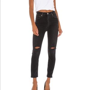 Agolde ripped nico slim jean in black